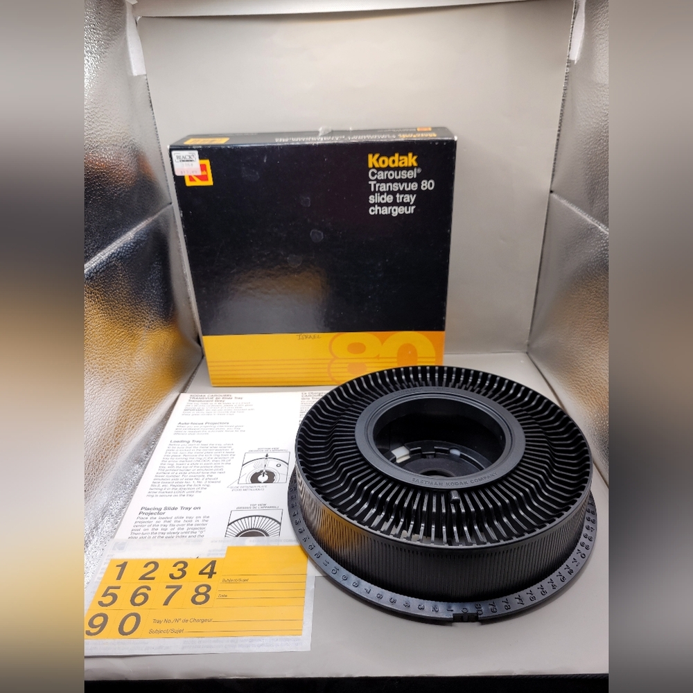 Vintage 1990 Kodak Carousel Transvue 80 Slide Projector Tray with Box Made USA